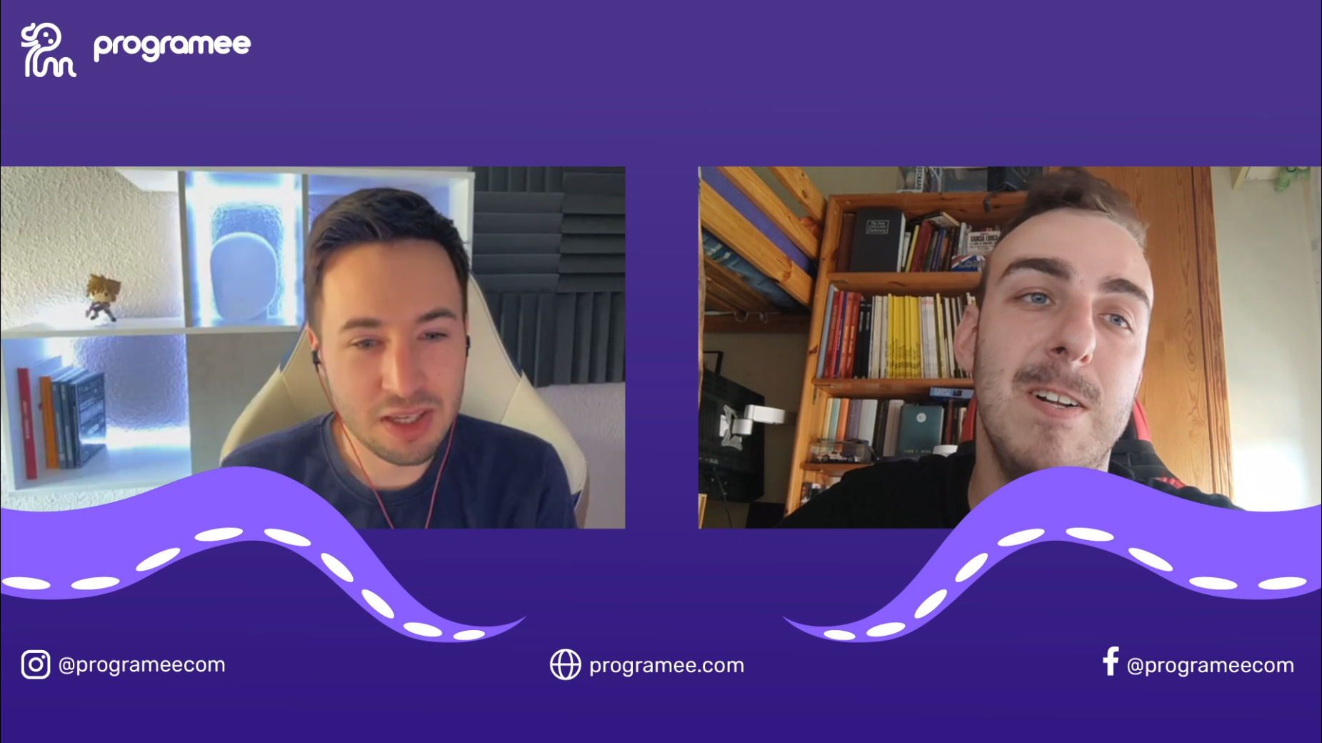 A la izquierda, David Navarro, entrevistador y fundador de Programee. A la derecha, Nacho Cigalat, ex estudiante de Grado Superior en Audiovisuales y Desarrollo de Aplicaciones Multiplataforma (DAM).