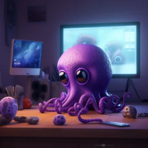 purple octopus sad